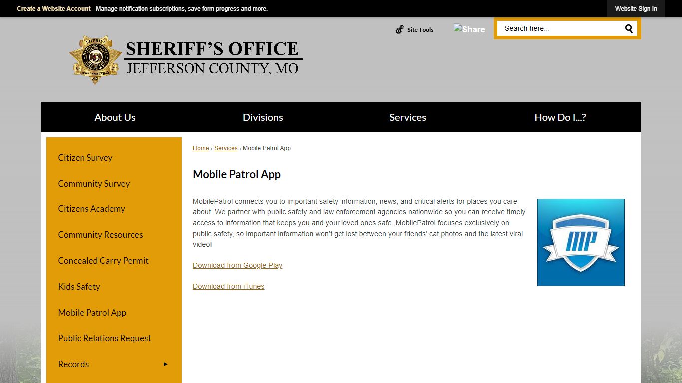 Mobile Patrol App | Jefferson Co Sheriff's Dept, MO